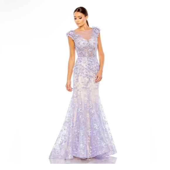 Mac Duggal 79357 EMBELLISHED CAP SLEEVE COWL NECK TRUMPET GOWN - Picture 1 of 16